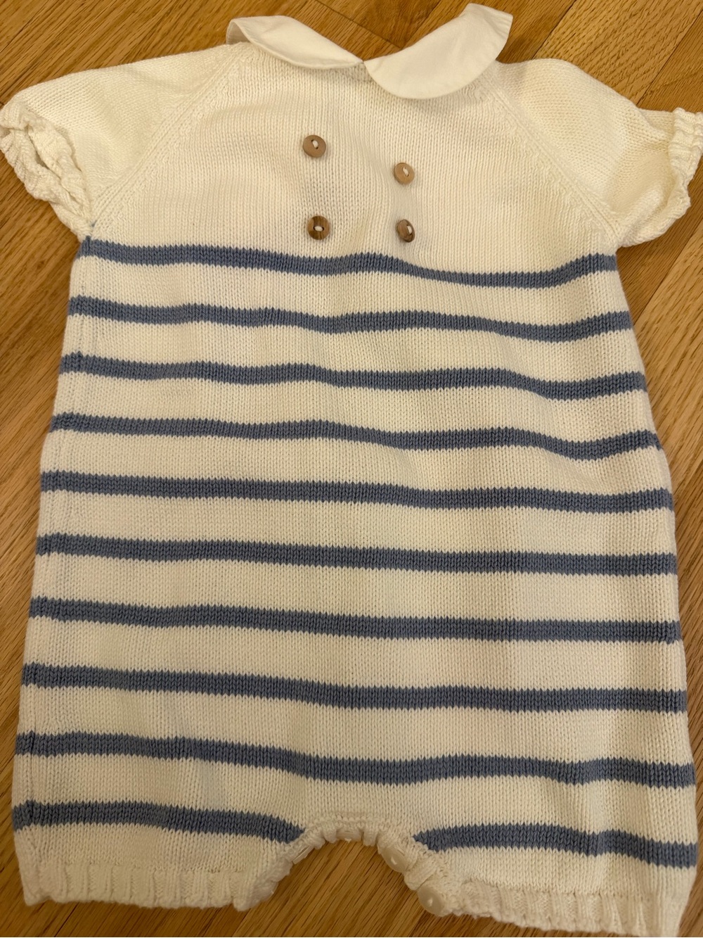 Classic Striped Cotton Baby One-Piece in White and Blue